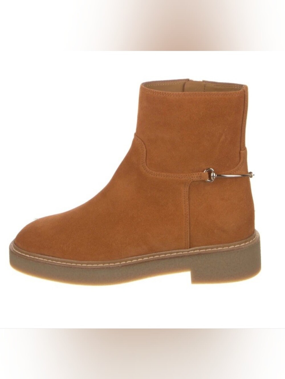 Gucci Edith Suede Ankle Boot, Tan, 7, Horsebit Hardware, Luxury, EUC
